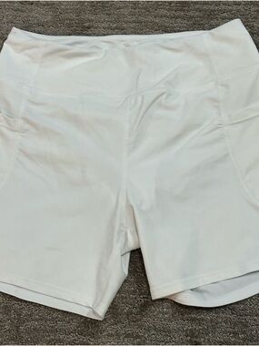 Santiny High-Rise White Bike Shorts for Women